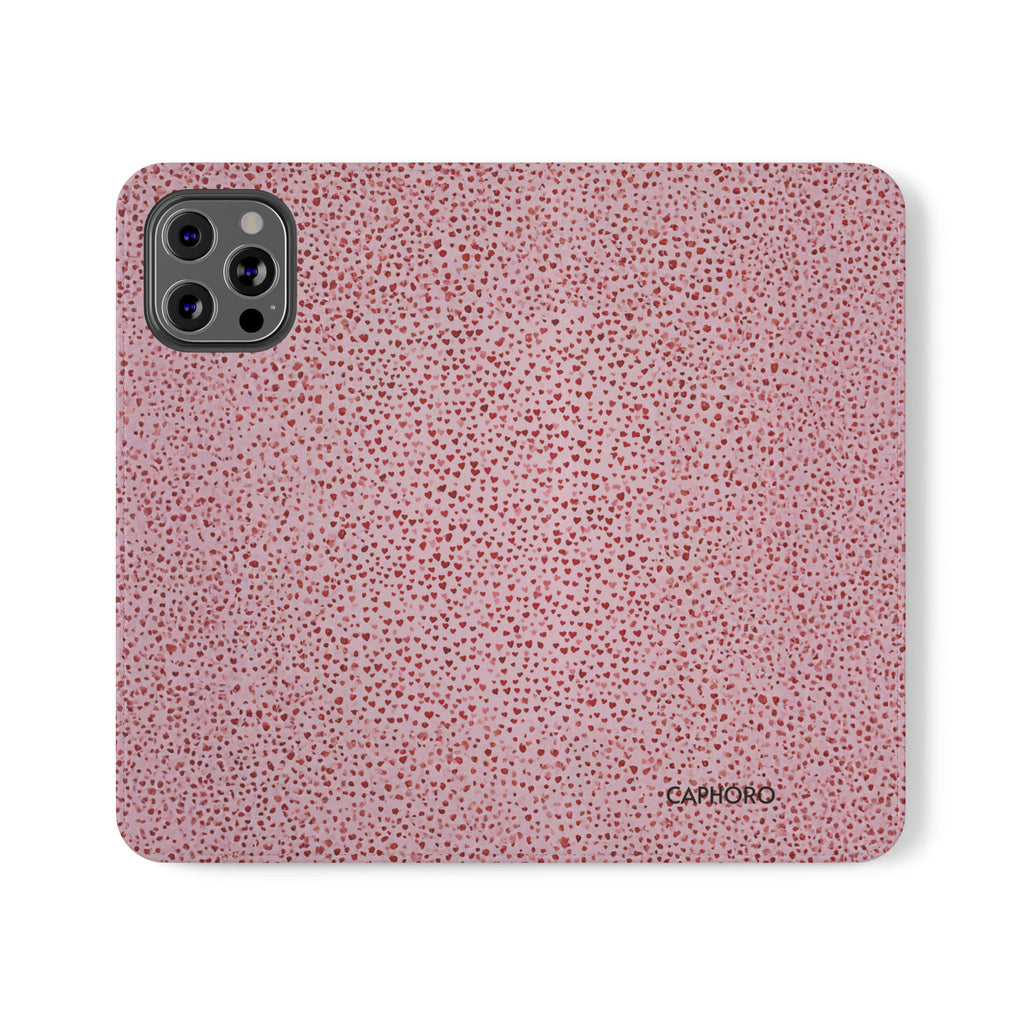 Pink Textured Leather Flip Phone Case – Card Slot Wallet Cover