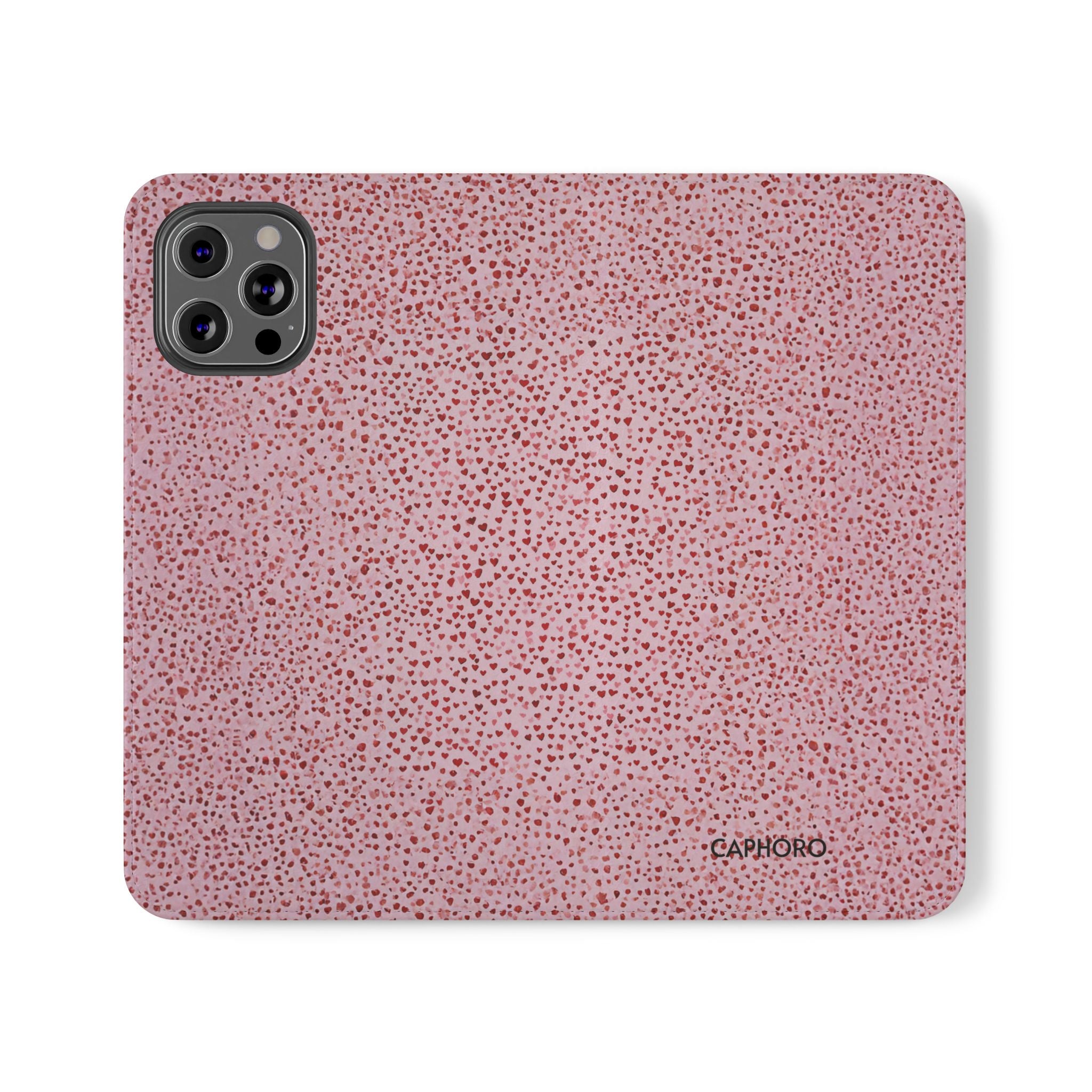 Pink Textured Leather Flip Phone Case – Card Slot Wallet Cover