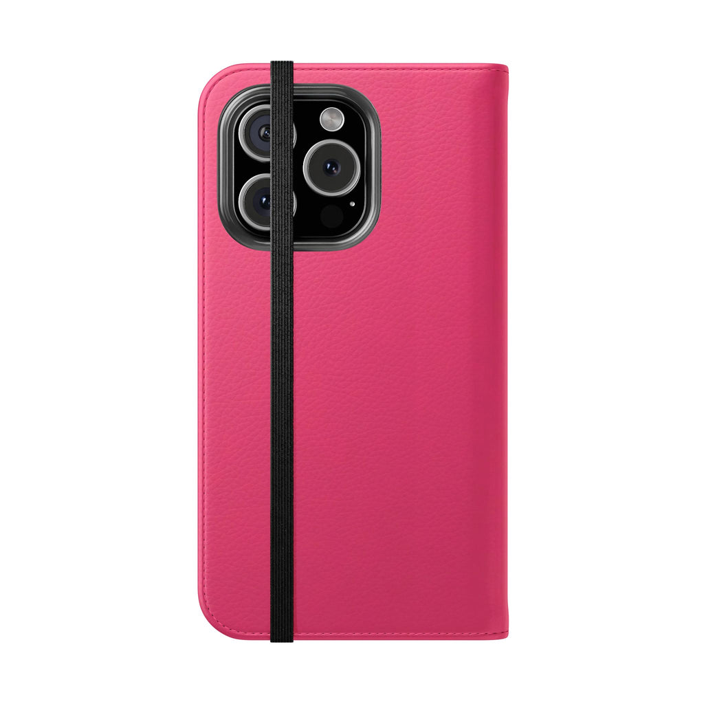 Pink Leather Flip Phone Case with Card Slots — Magnetic Wallet Cover