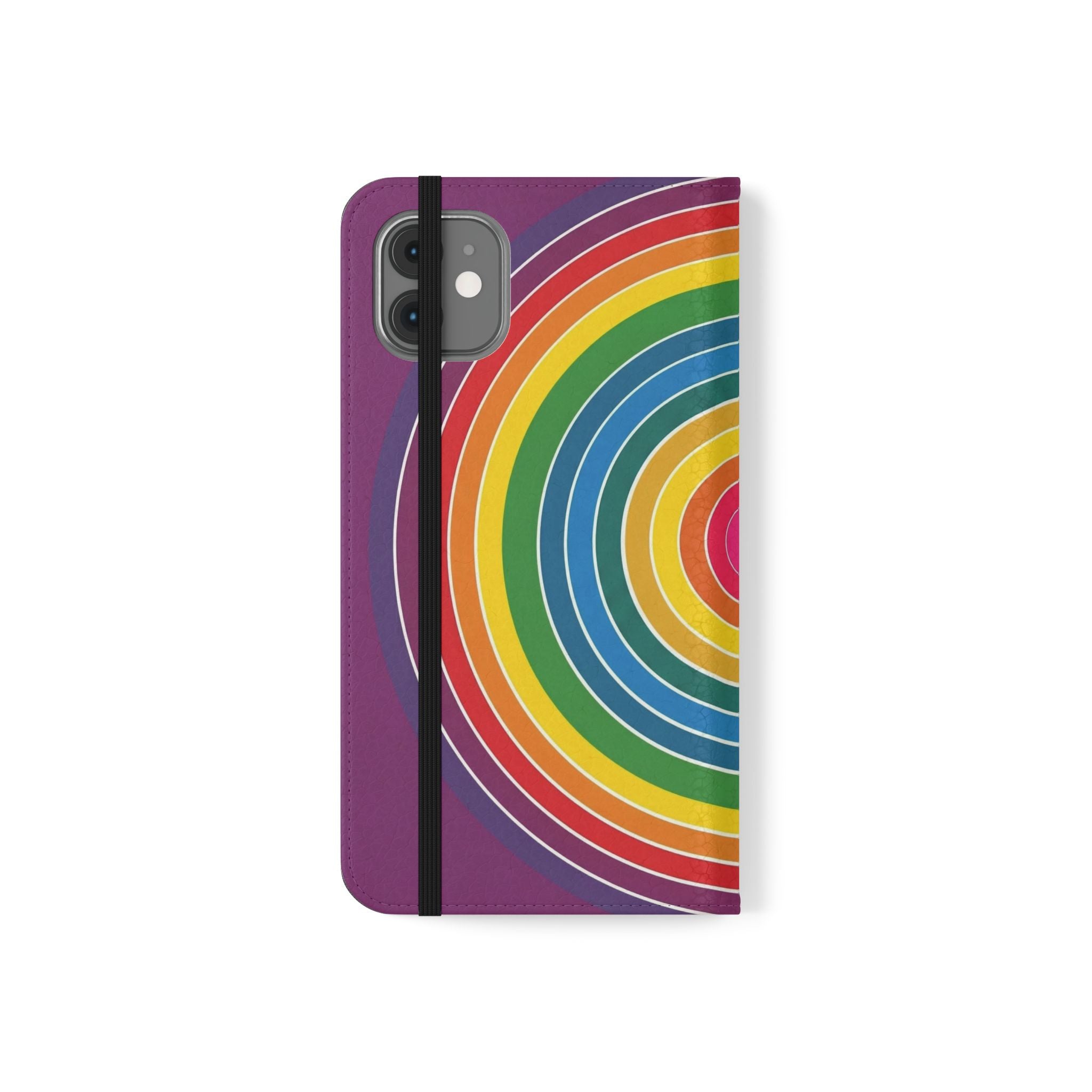Flip Phone Case — Retro Rainbow Target Wallet Flip Case