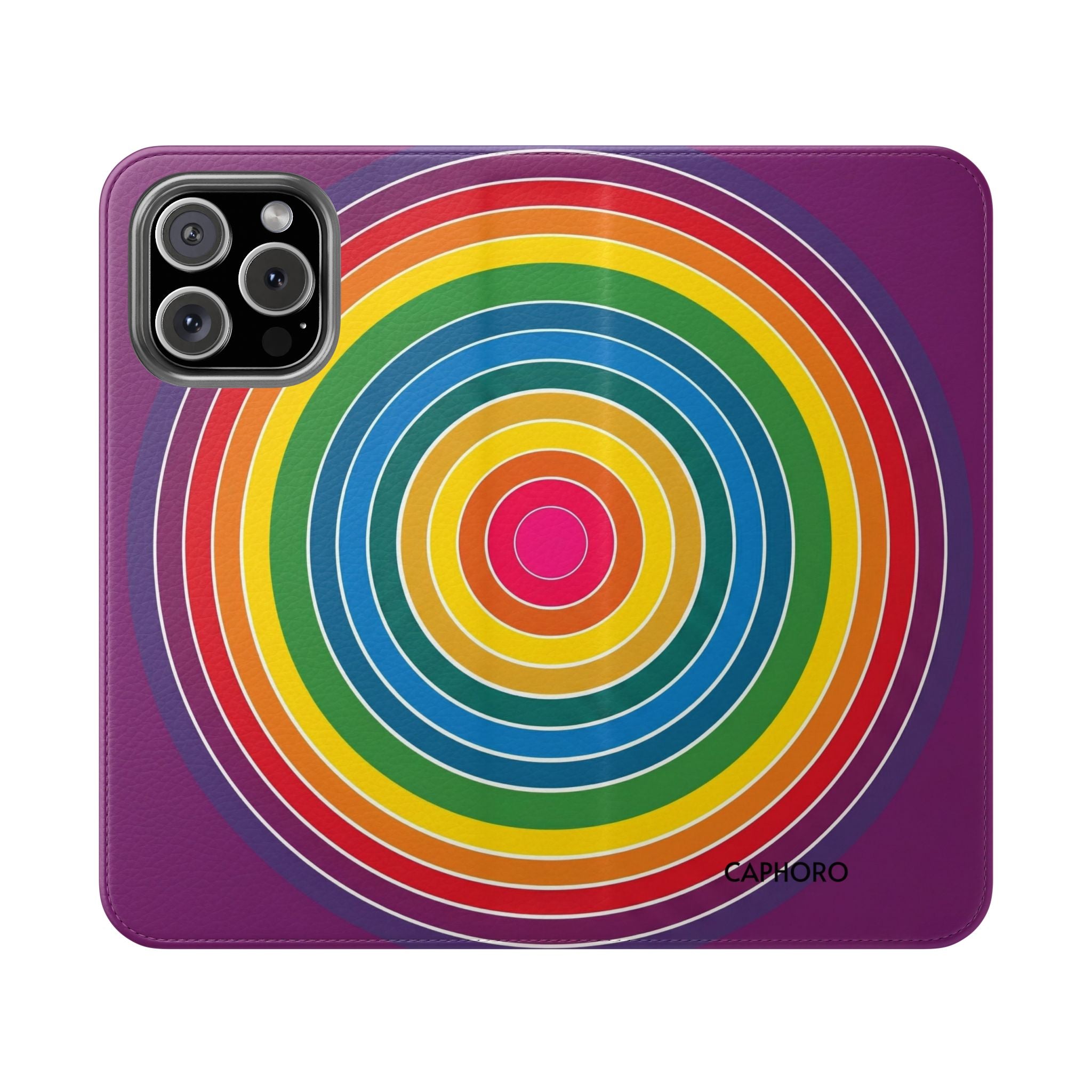 Flip Phone Case — Retro Rainbow Target Wallet Flip Case