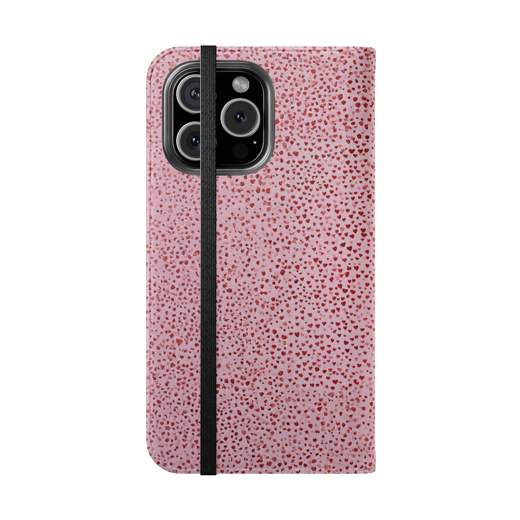 Pink Textured Leather Flip Phone Case – Card Slot Wallet Cover