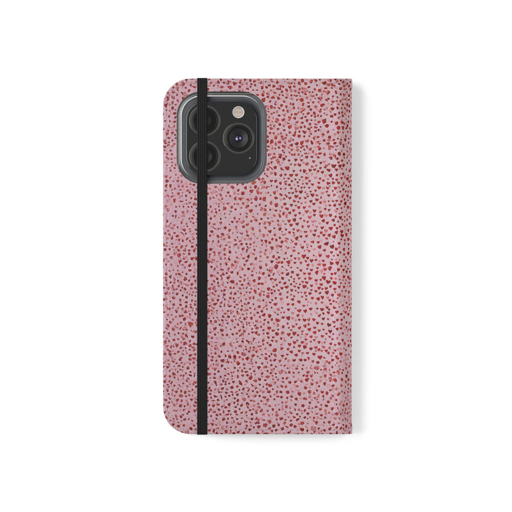 Pink Textured Leather Flip Phone Case – Card Slot Wallet Cover
