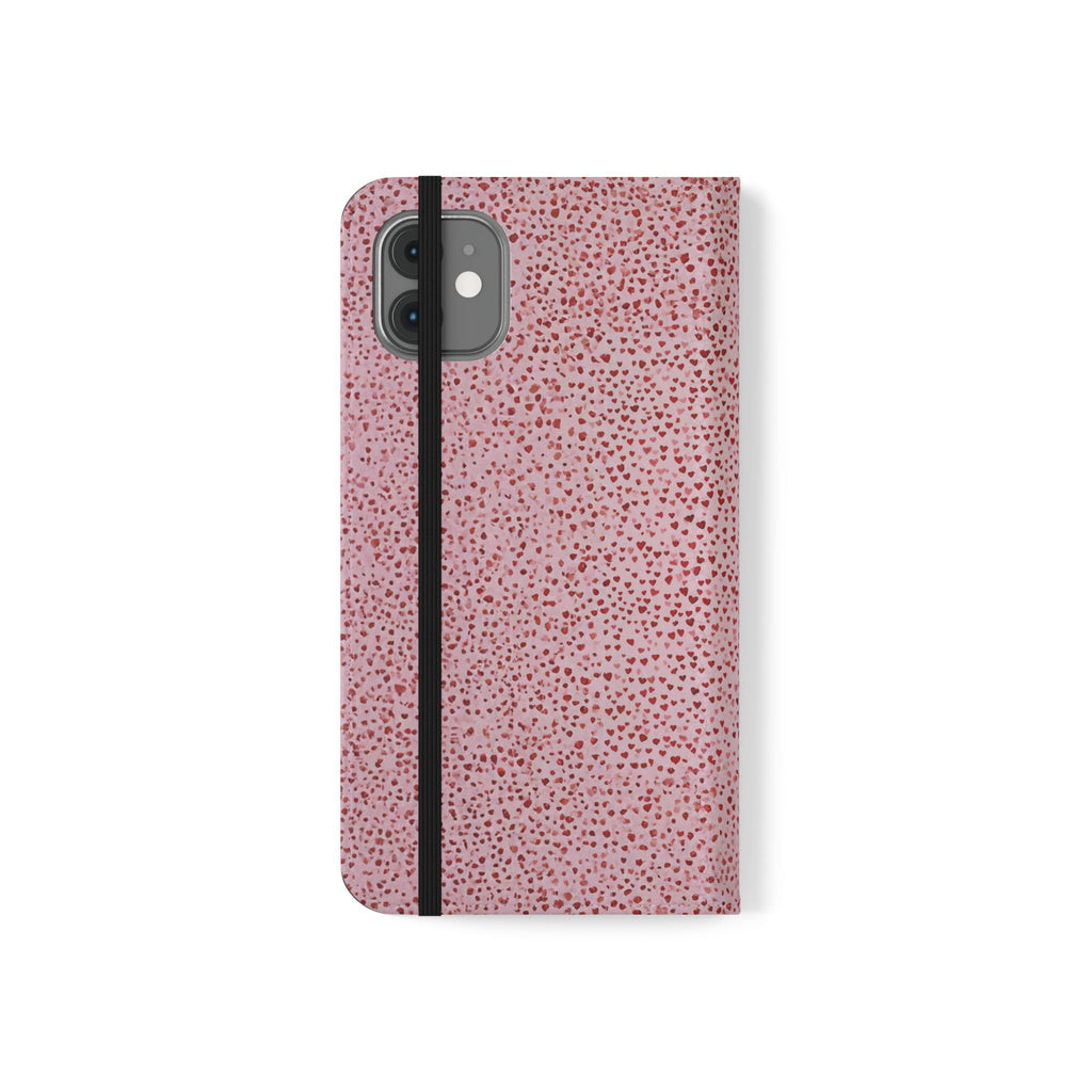 Pink Textured Leather Flip Phone Case – Card Slot Wallet Cover