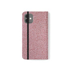 Pink Textured Leather Flip Phone Case – Card Slot Wallet Cover