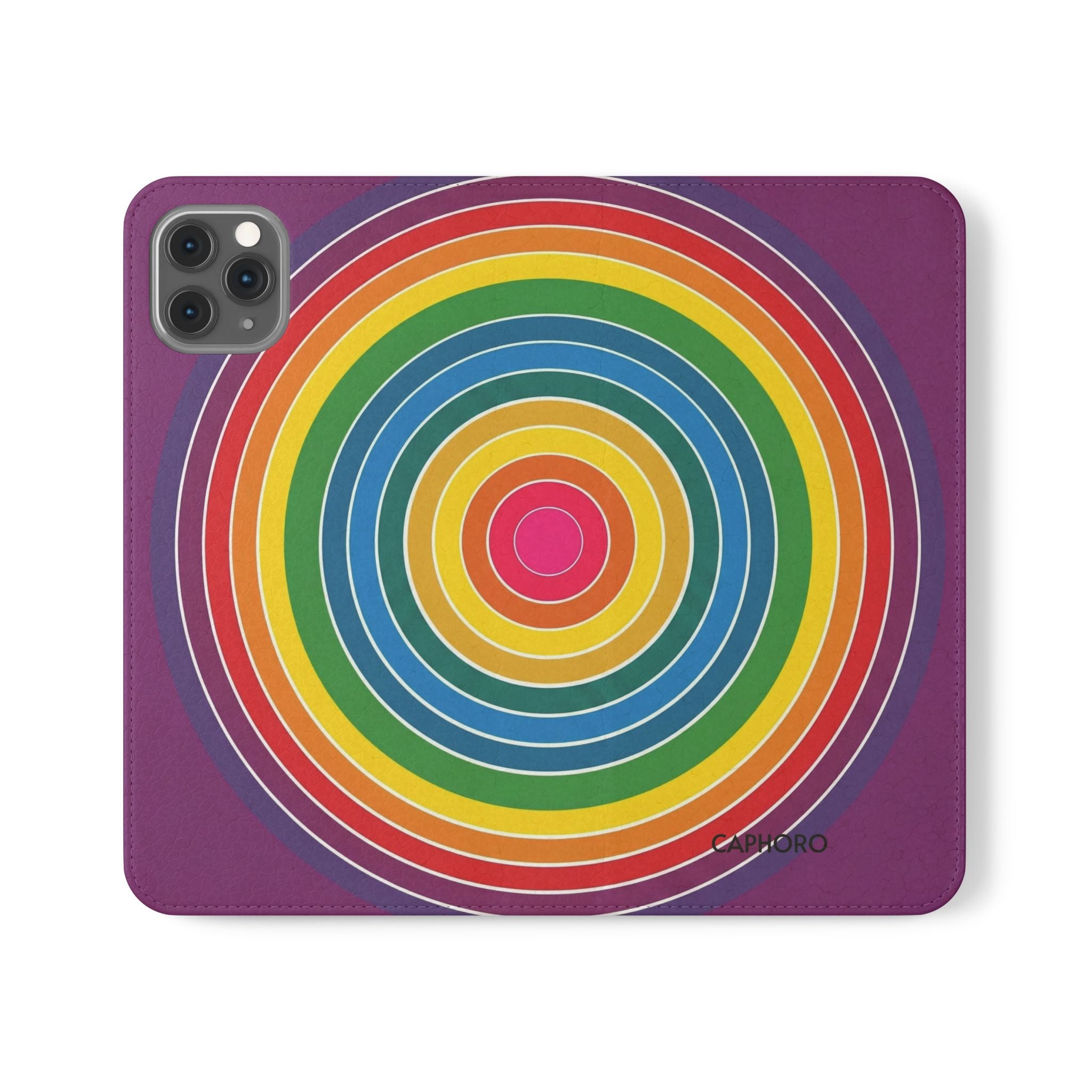 Flip Phone Case — Retro Rainbow Target Wallet Flip Case