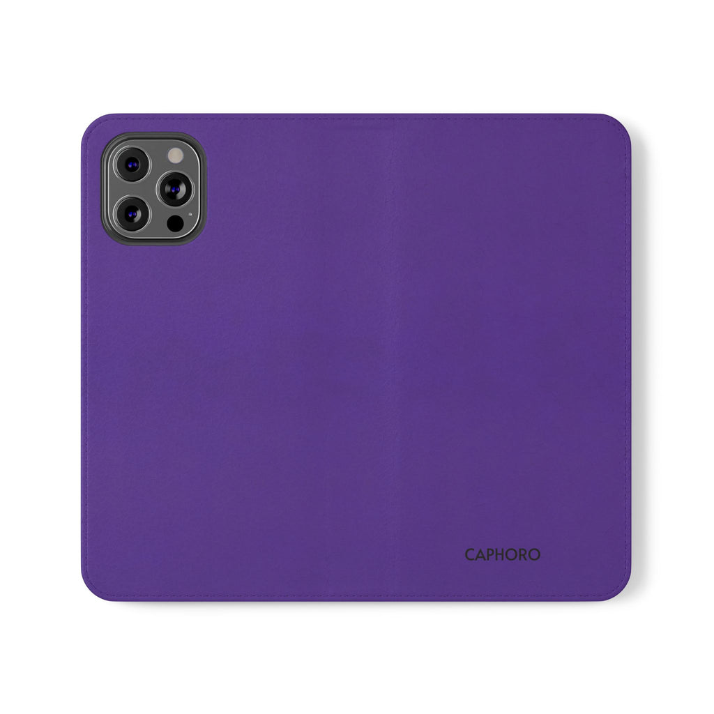 Purple Leather Flip Phone Case with Card Slots — Wallet Folio Case for iPhone