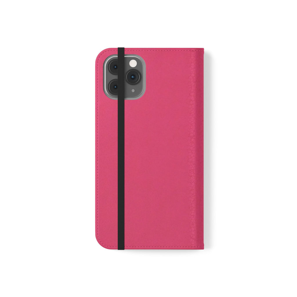 Pink Leather Flip Phone Case with Card Slots — Magnetic Wallet Cover