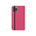 Pink Leather Flip Phone Case with Card Slots — Magnetic Wallet Cover
