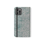 Marbled Teal Flip Phone Case — Textured Wallet Cover with Card Slots