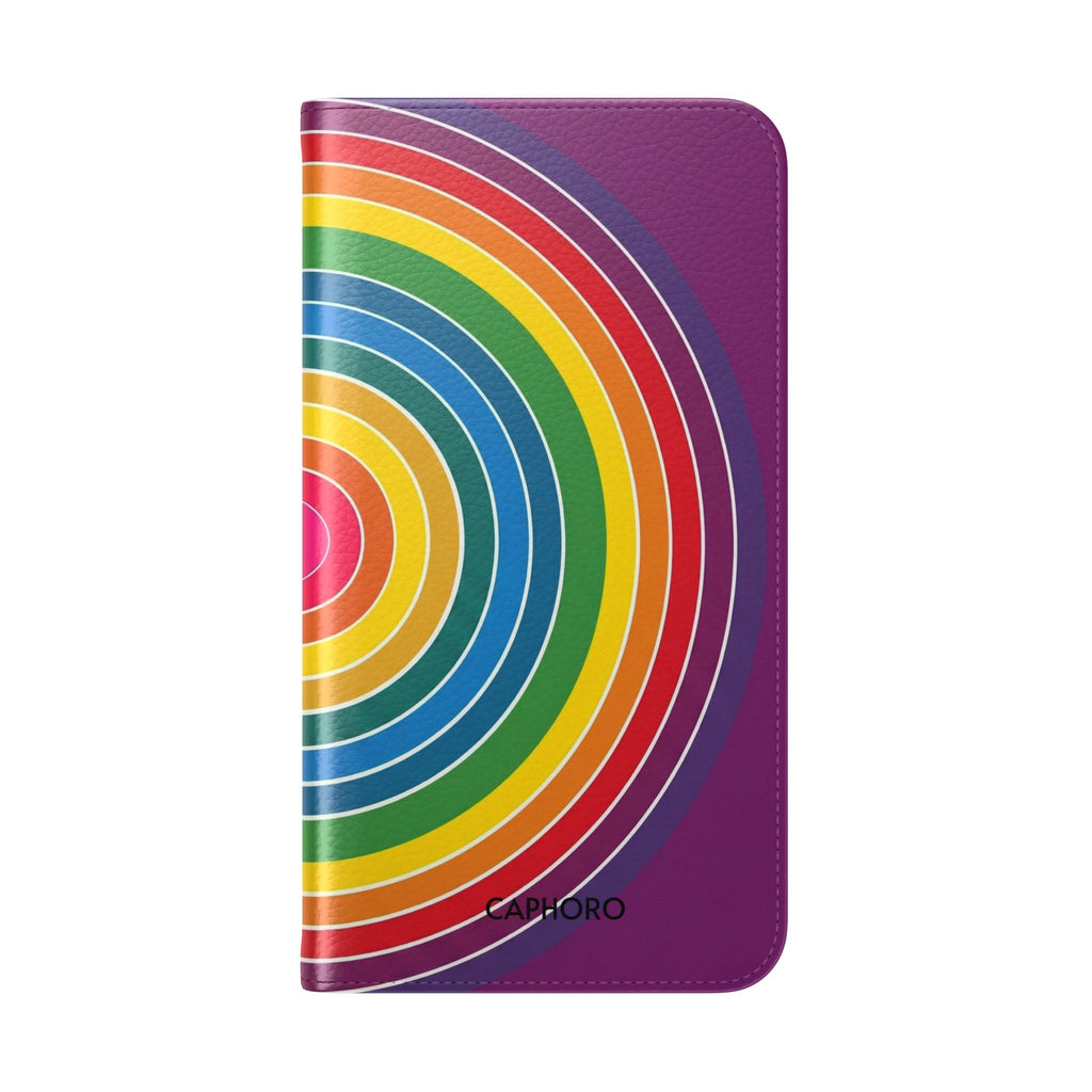 Flip Phone Case — Retro Rainbow Target Wallet Flip Case