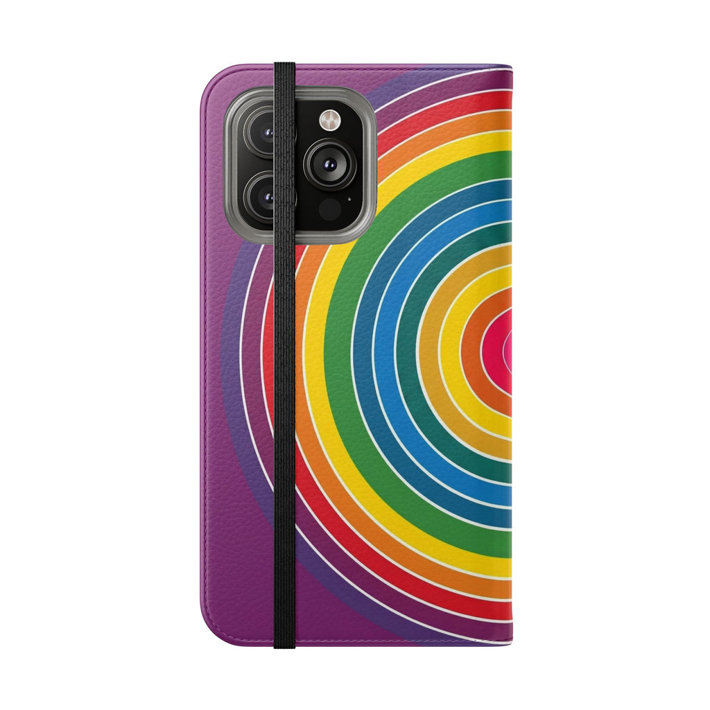 Flip Phone Case — Retro Rainbow Target Wallet Flip Case