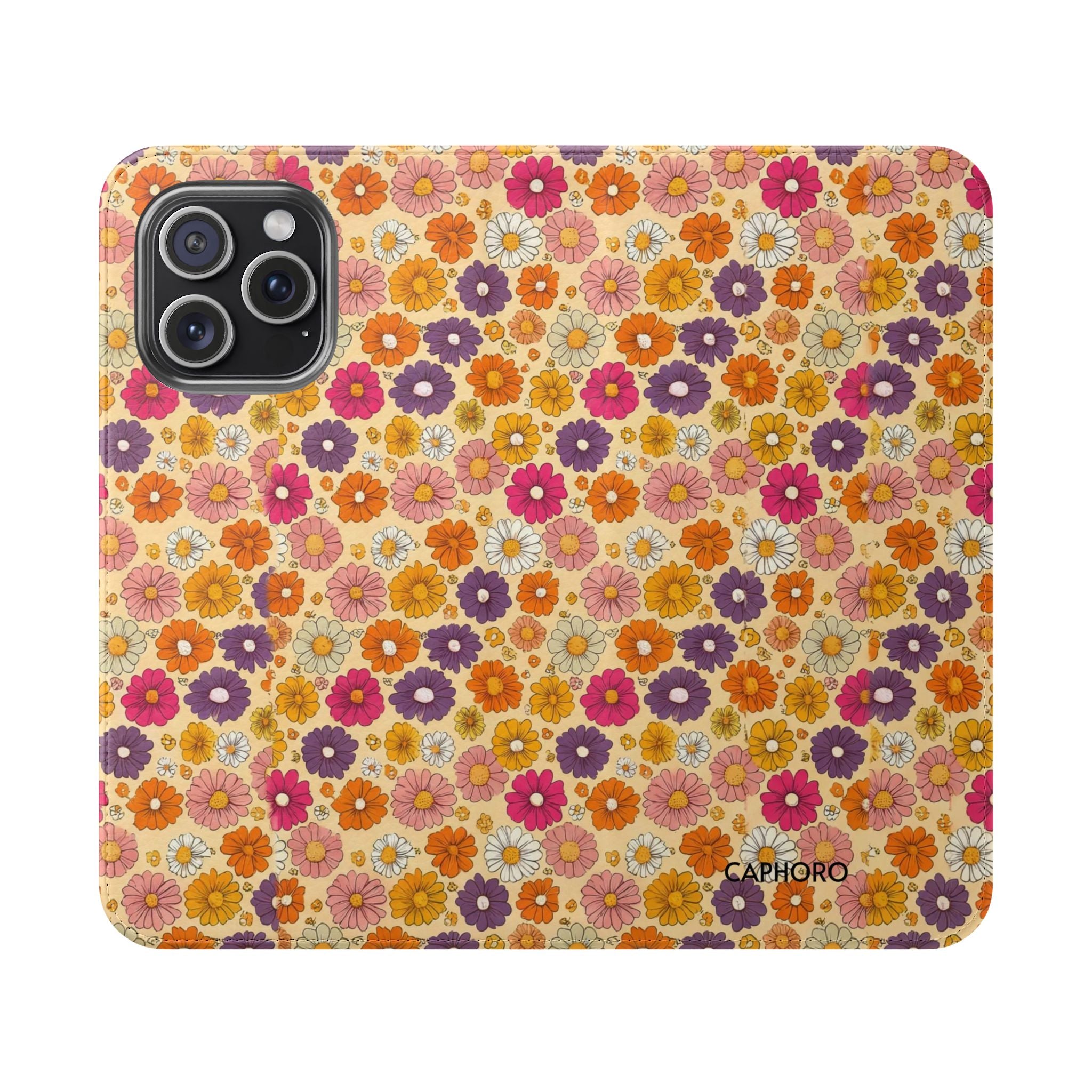 Retro Floral Flip Phone Case — Wallet Flip Case with Card Slots