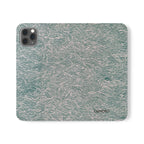Marbled Teal Flip Phone Case — Textured Wallet Cover with Card Slots