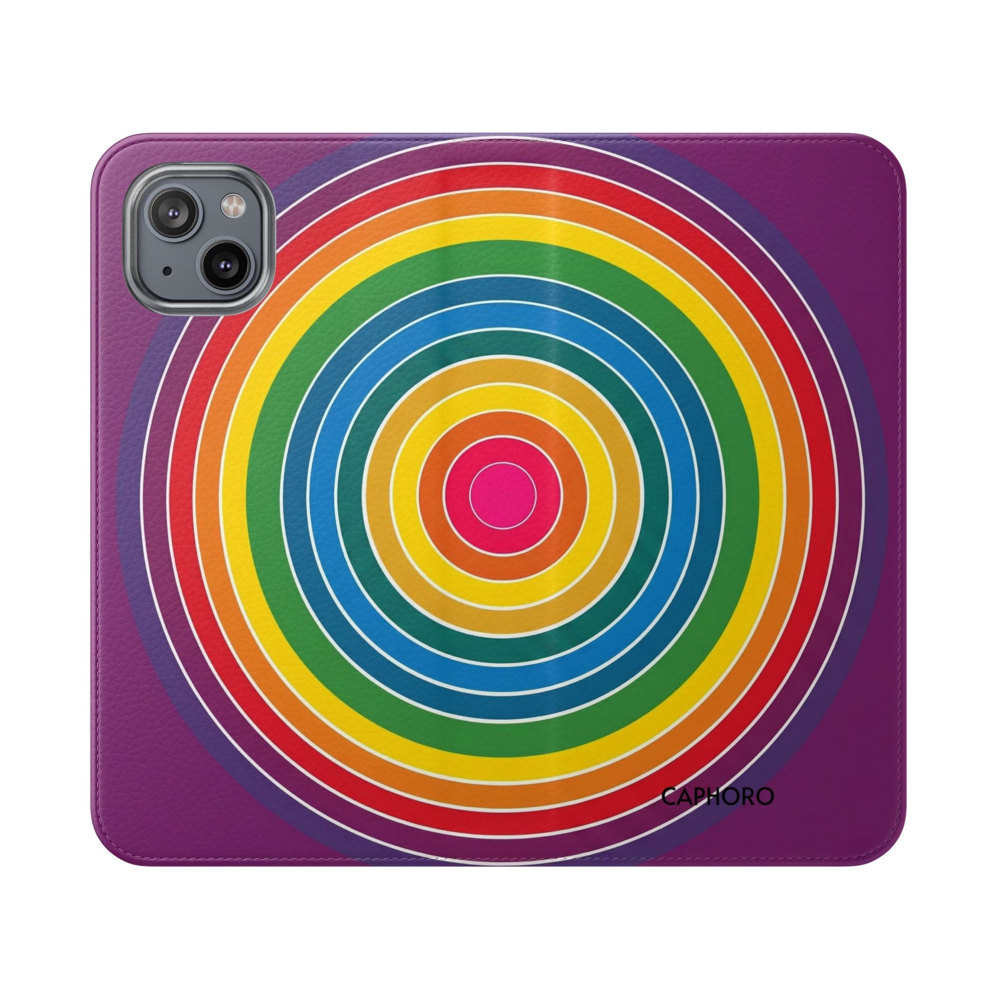 Flip Phone Case — Retro Rainbow Target Wallet Flip Case