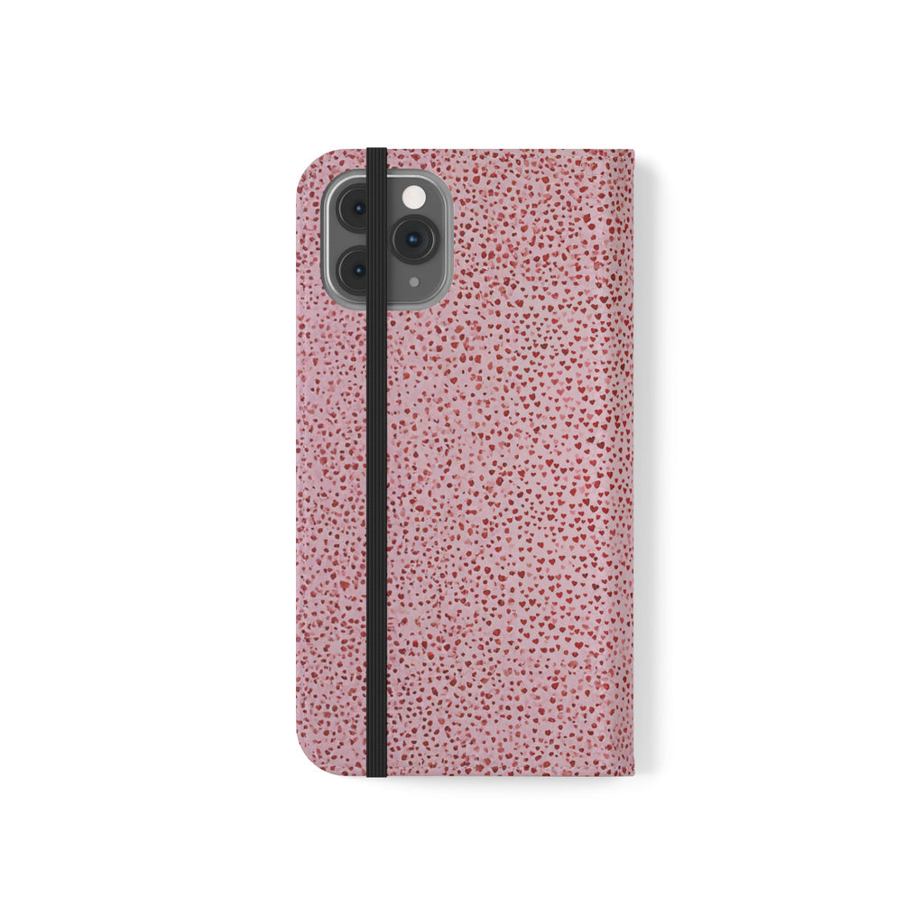 Pink Textured Leather Flip Phone Case – Card Slot Wallet Cover