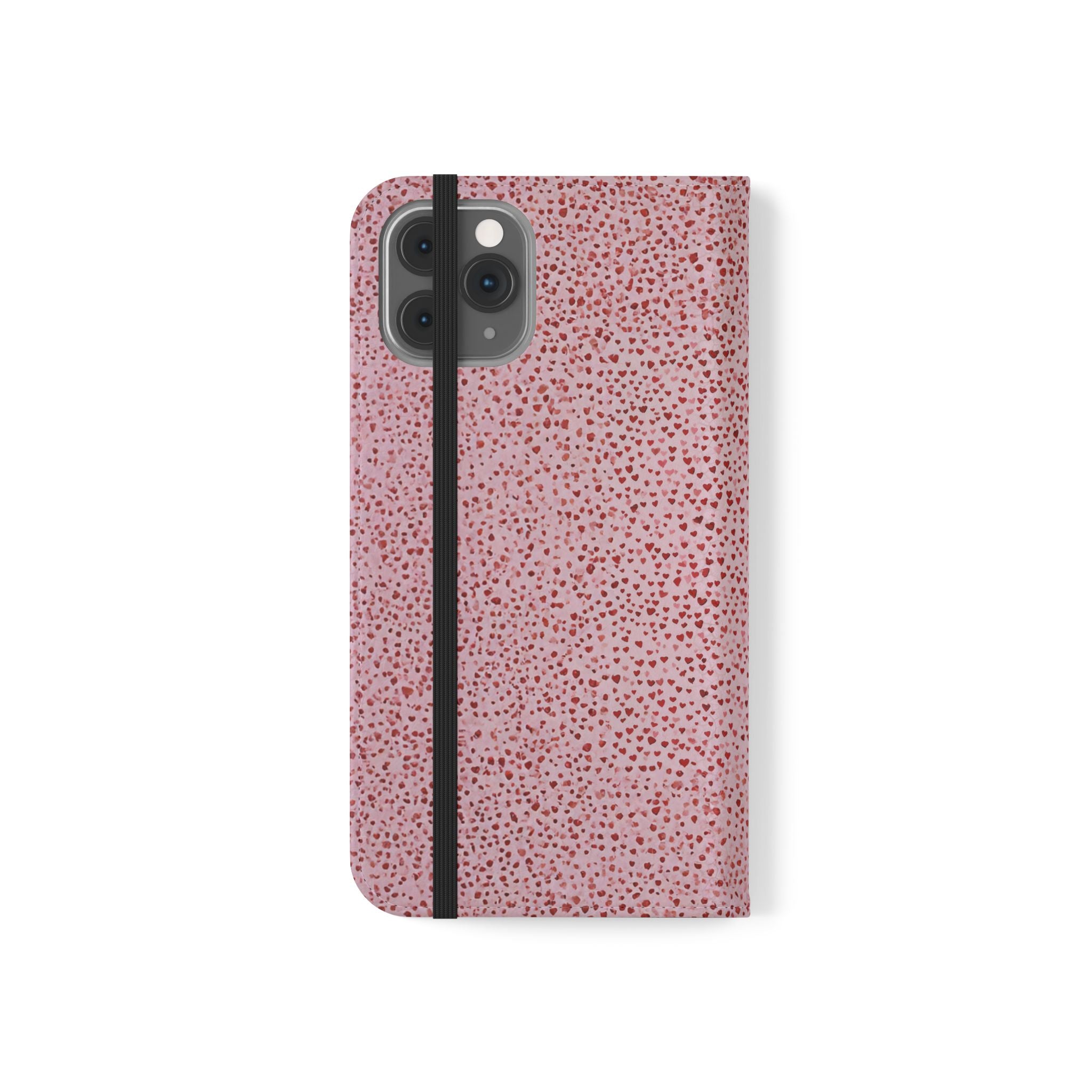Pink Textured Leather Flip Phone Case – Card Slot Wallet Cover