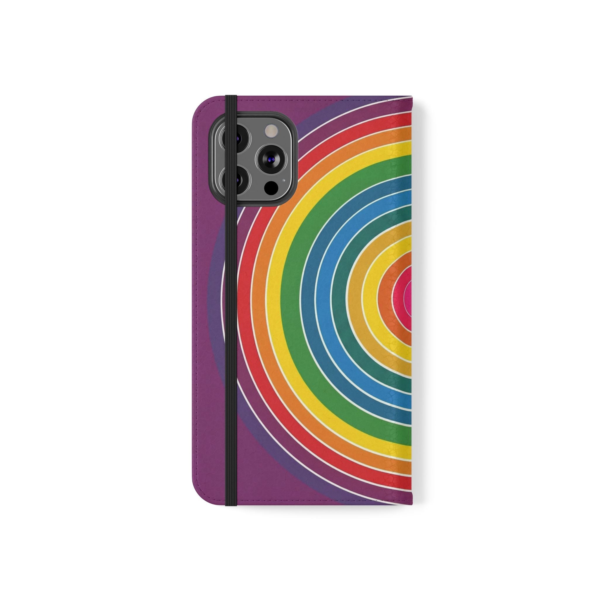 Flip Phone Case — Retro Rainbow Target Wallet Flip Case