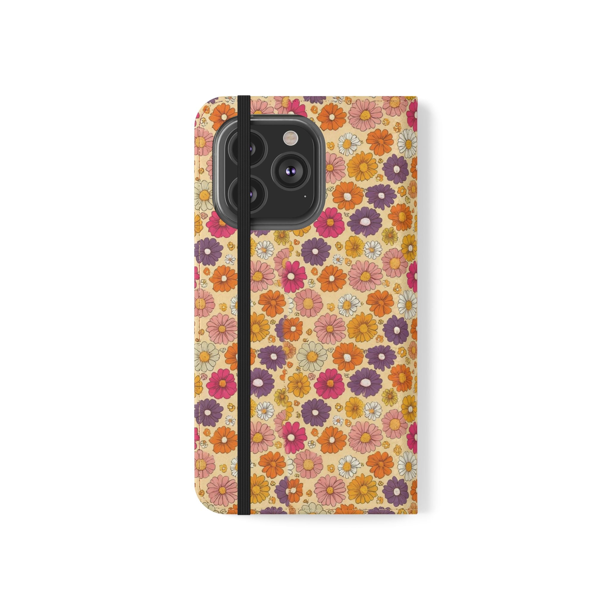 Retro Floral Flip Phone Case — Wallet Flip Case with Card Slots