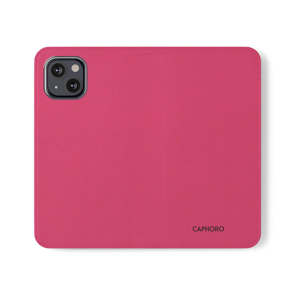 Pink Leather Flip Phone Case with Card Slots — Magnetic Wallet Cover