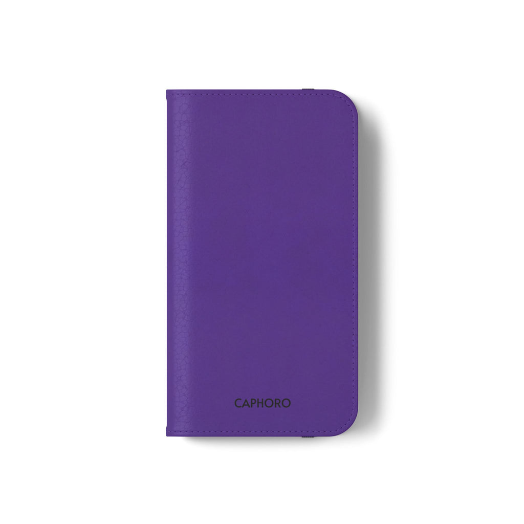 Purple Leather Flip Phone Case with Card Slots — Wallet Folio Case for iPhone