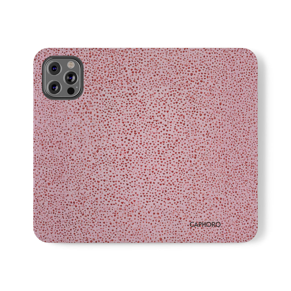 Pink Textured Leather Flip Phone Case – Card Slot Wallet Cover