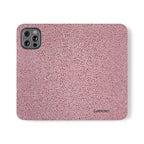 Pink Textured Leather Flip Phone Case – Card Slot Wallet Cover