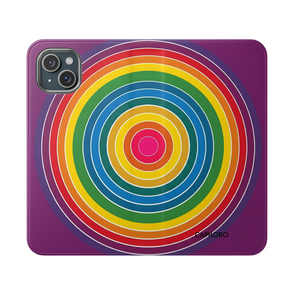 Flip Phone Case — Retro Rainbow Target Wallet Flip Case