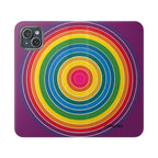 Flip Phone Case — Retro Rainbow Target Wallet Flip Case