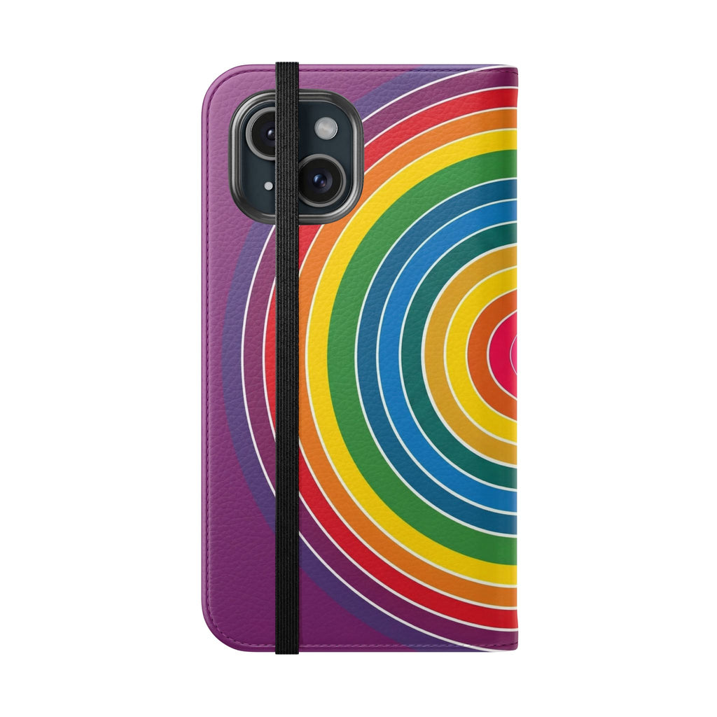 Flip Phone Case — Retro Rainbow Target Wallet Flip Case
