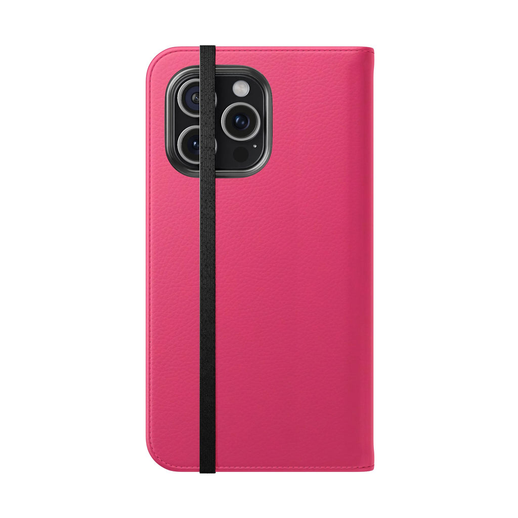 Pink Leather Flip Phone Case with Card Slots — Magnetic Wallet Cover