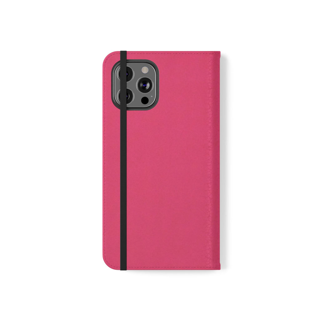 Pink Leather Flip Phone Case with Card Slots — Magnetic Wallet Cover