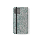 Marbled Teal Flip Phone Case — Textured Wallet Cover with Card Slots
