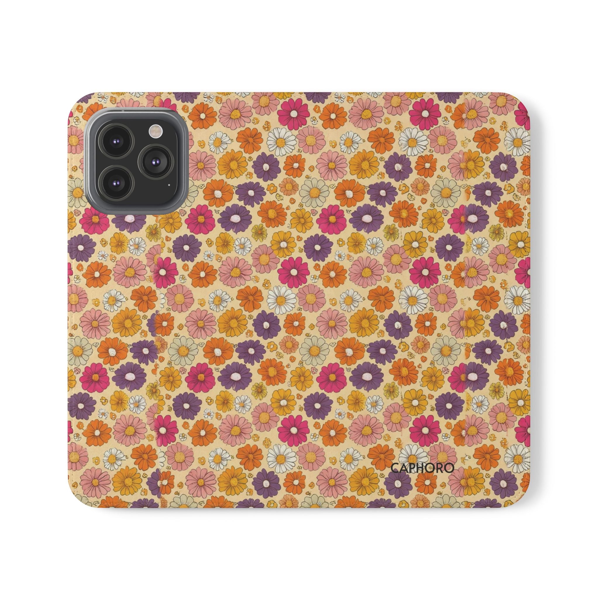 Retro Floral Flip Phone Case — Wallet Flip Case with Card Slots