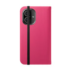 Pink Leather Flip Phone Case with Card Slots — Magnetic Wallet Cover