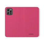 Pink Leather Flip Phone Case with Card Slots — Magnetic Wallet Cover