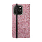 Pink Textured Leather Flip Phone Case – Card Slot Wallet Cover