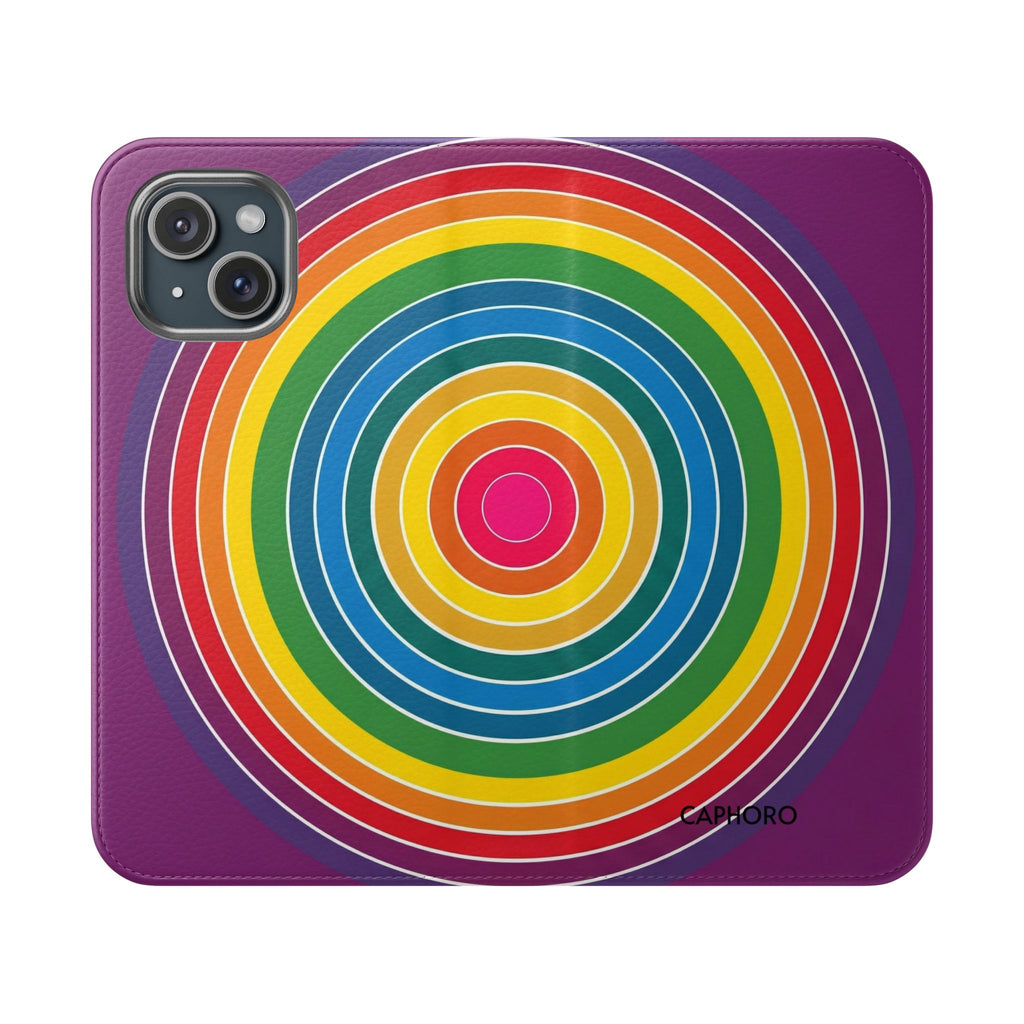 Flip Phone Case — Retro Rainbow Target Wallet Flip Case