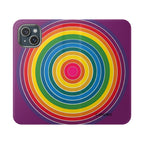 Flip Phone Case — Retro Rainbow Target Wallet Flip Case