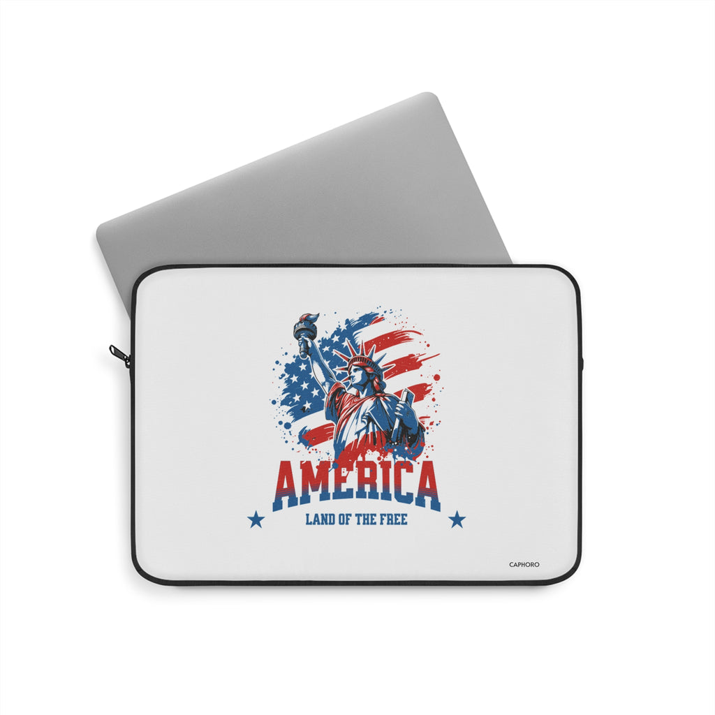 Patriotic America Laptop Sleeve – 'America: Land of the Free' Statue of Liberty Design