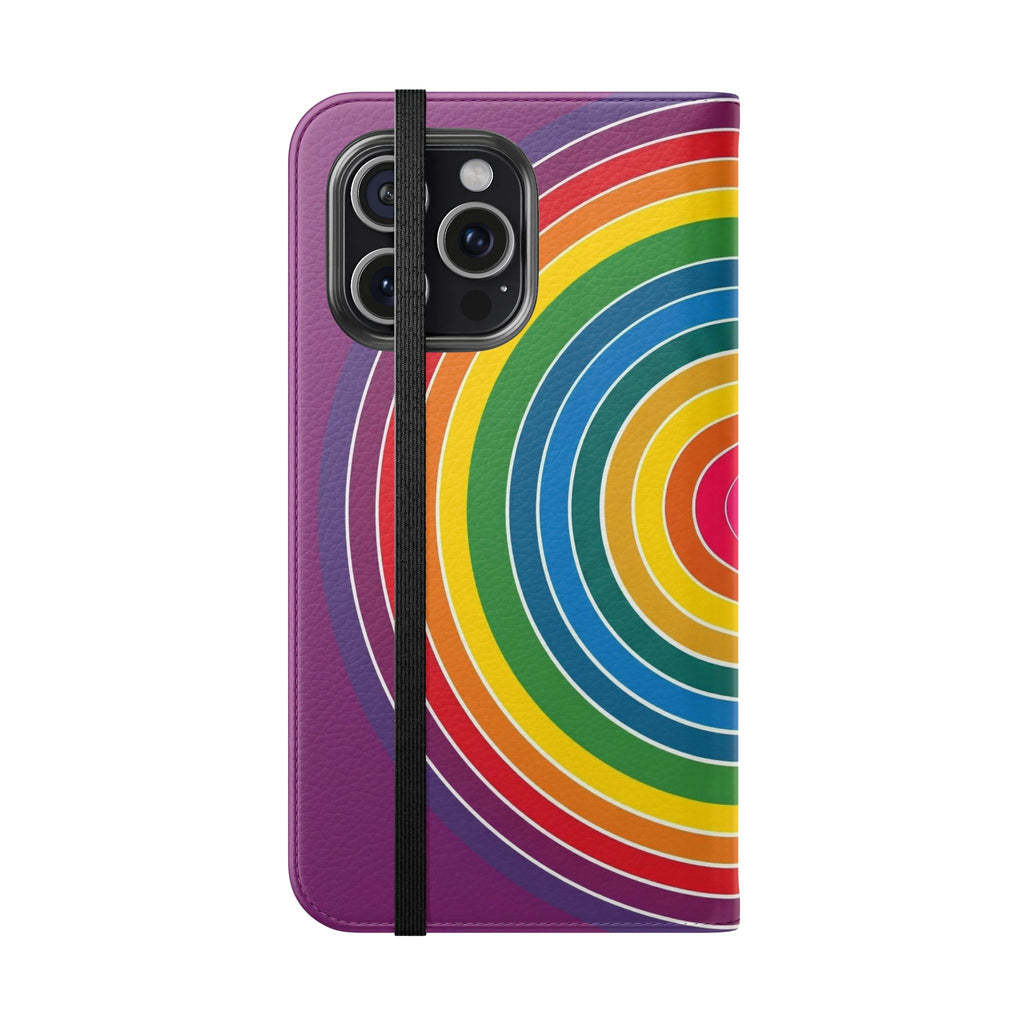 Flip Phone Case — Retro Rainbow Target Wallet Flip Case