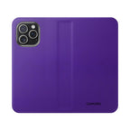Purple Leather Flip Phone Case with Card Slots — Wallet Folio Case for iPhone
