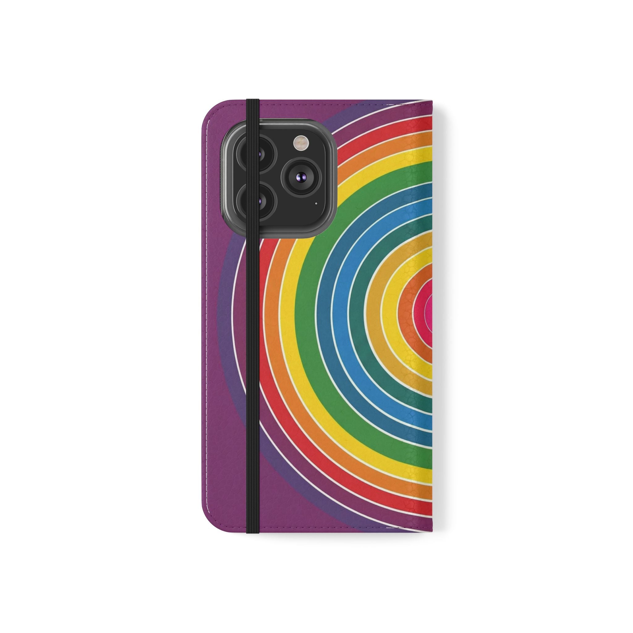 Flip Phone Case — Retro Rainbow Target Wallet Flip Case