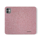 Pink Textured Leather Flip Phone Case – Card Slot Wallet Cover