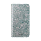 Marbled Teal Flip Phone Case — Textured Wallet Cover with Card Slots