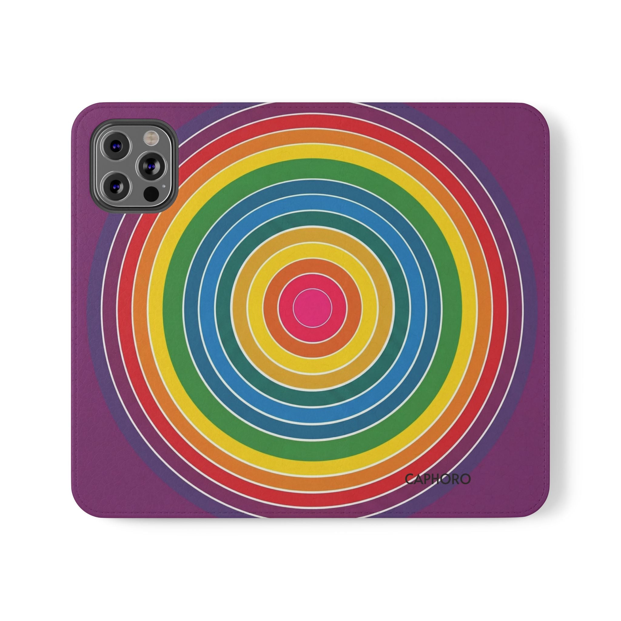 Flip Phone Case — Retro Rainbow Target Wallet Flip Case
