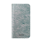 Marbled Teal Flip Phone Case — Textured Wallet Cover with Card Slots