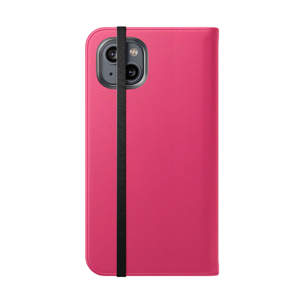 Pink Leather Flip Phone Case with Card Slots — Magnetic Wallet Cover