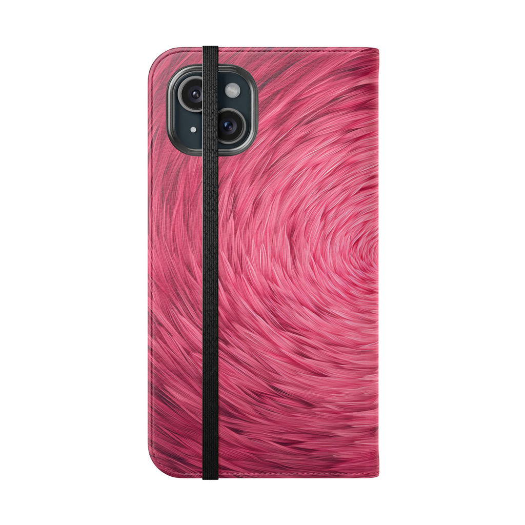 Pink Swirl Fur Flip Phone Case