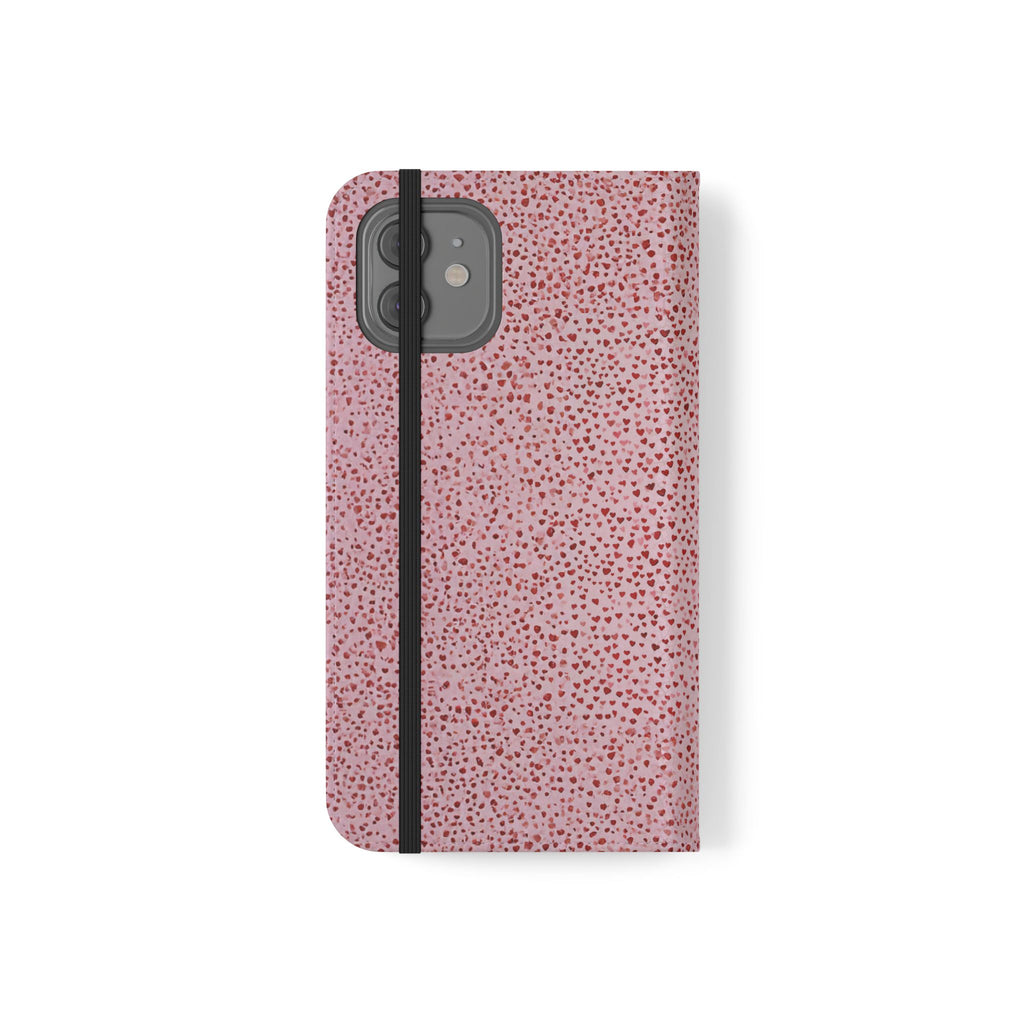 Pink Textured Leather Flip Phone Case – Card Slot Wallet Cover
